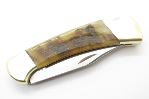 Custom '08 Buck 112 Ranger Ram Horn 3 Dot Limited Folding Hunter Lockback Knife