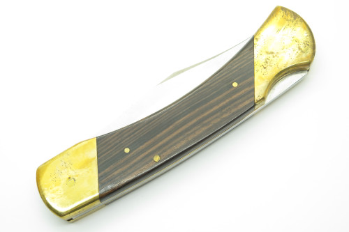 Vtg '80s Brownstone Tak Fukuta Seki Japan Ebony Lockback Folding Hunter Knife