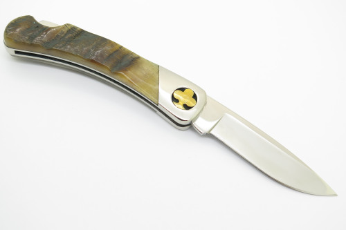 '15 Buck 500 Duke Ram Horn Club Poker Card Limited Folding Lockback Pocket Knife