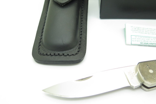 Vintage 1994 Buck 500 Duke Damascus Bolsters Ebony Folding Lockback Pocket Knife