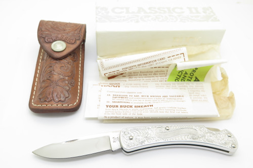 Vtg Buck USA 510 500 Classic II Aluminum Scroll Folding Pocket Lockback Knife