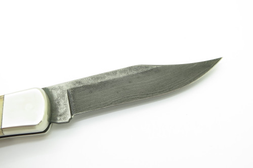 Vintage Buck 110 Damascus & Stag Custom Folding Hunter Lockback Knife