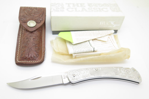 Vintage Buck USA 111 110 Classic Aluminum Scroll Folding Hunter Lockback Knife