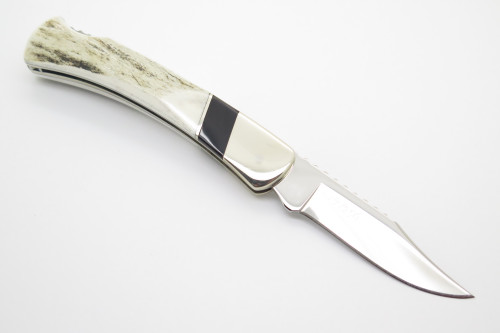 Custom '10 Buck 503 Prince WBC Bear Claw Elk Horn Small Folding Pocket Knife