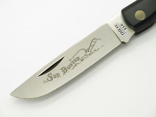 Vtg 1980 Case XX 2138 Large Sod Buster Black Delrin Folding Pocket Knife