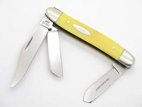 Vtg 1980 Case XX 3347 Yellow Delrin Stockman Folding Pocket Knife