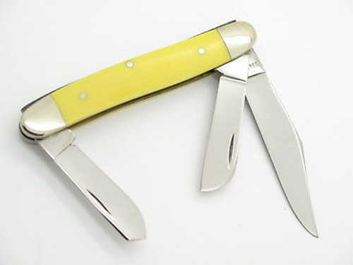 Vtg 1980 Case XX 3347 Yellow Delrin Stockman Folding Pocket Knife