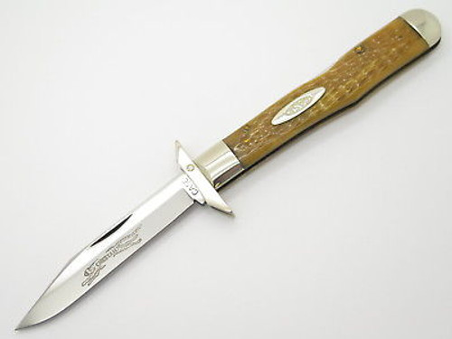Case Classic XX 61011 1/2 Cheetah Yellow Bone Swing Guard Folding Knife