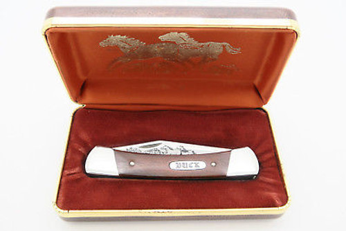 Vtg Buck Script 701 Mustang Limited Aurum Etch Stockman Folding Pocket Knife