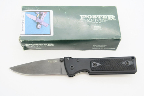 Vtg Foster Warne USA 1911 Folding Linerlock Pocket Knife Black 154cm & Lawks