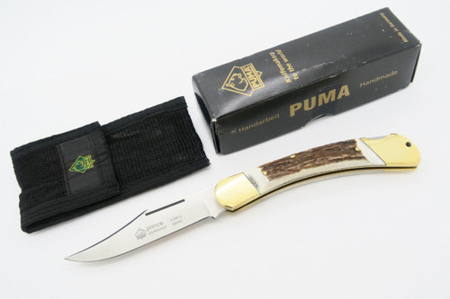 Puma 210910 910 Prince Solingen Germany Stag Folding Hunter Lockback Knife