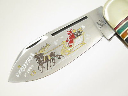 1996 Bulldog Brand Christmas Santa Sleigh Elephant Toenail Sunfish Knife