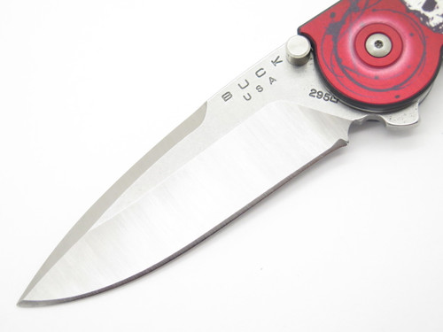 Buck 295 295BO7 Tempest Custom Buildout Red Skull Assisted Folding Pocket Knife