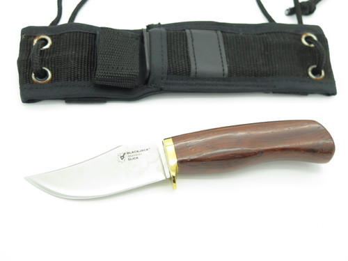Vtg Blackjack Slick Knifeware Seki Japan Wood & AUS-10 Fixed Blade Hunting Knife