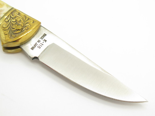 Vtg Parker Imai KF-116 Seki Japan Wildlife Sheep Bone Stag Folding Hunter Knife