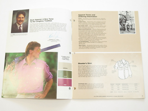 1988 Buck Knives Actionwear Clothing Dealer Catalog Brochure 110 124 119