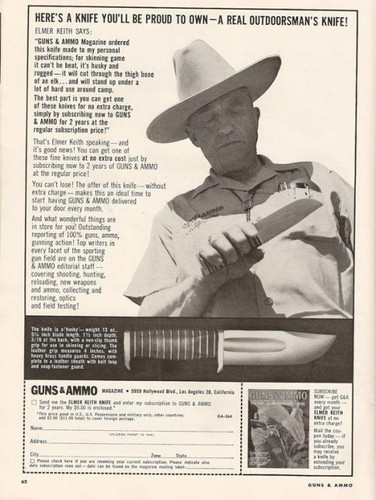 Vtg 1960s-70s Japan Guns & Ammo Hibben Design Elmer Keith Skinner Hunting Knife