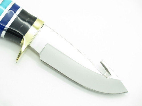 Buck Custom 686 Mini Zipper Vanguard Blue Lucite Fixed Blade Hunting Knife