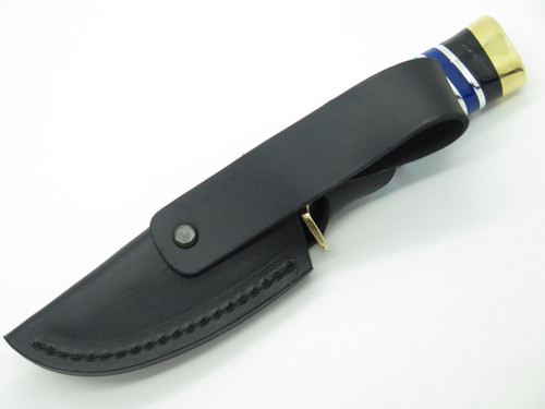 Buck Custom 686 Mini Zipper Vanguard Blue Lucite Fixed Blade Hunting Knife