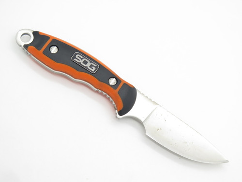 SOG HUNTSPOINT TAIWAN FIXED BLADE AUS-8 KNIFE ORANGE HANDLE WITH SHEATH