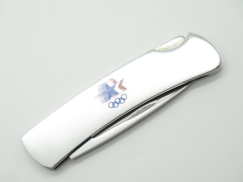 Vtg Olympics Buck Script 507 525 Gent Stainless Lockback Folding Pocket Knife