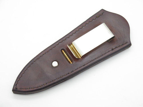 Custom USA Brown Leather Fixed 4" Blade Dagger Knife Boot Belt Clip Sheath