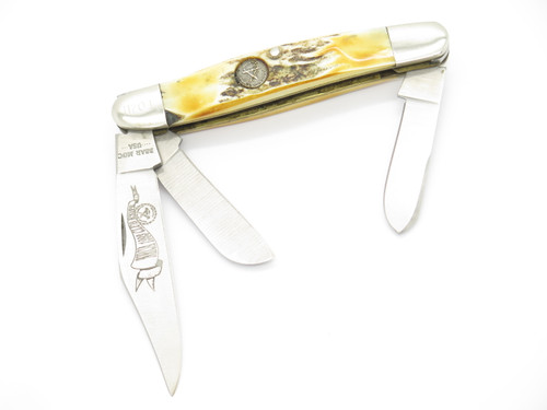 1993 Bear Cutlery MGC USA NKCA Club Stockman Stag Folding Pocket Knife