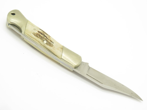 Vtg '80s Herbertz 203709 German Rostfrei Stag 3.5" Folding Lockback Pocket Knife