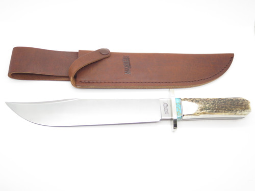 Custom RRR Leroy Remer Marbles Trailmaker Coffin Elk Stag Fixed Bowie Knife