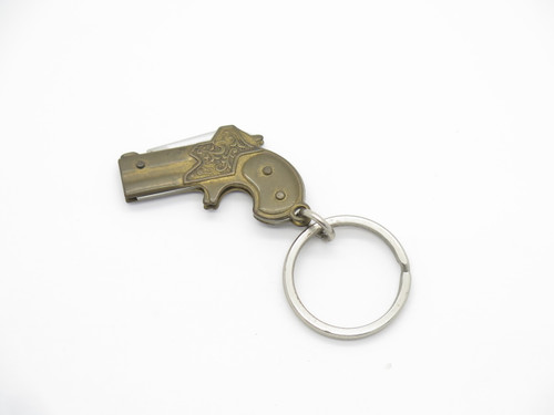 Vtg 1970s Seki Japan Miniature Derringer Pistol Keychain Mini Folding Knife