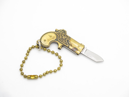 Vtg 1970s Seki Japan NPN Miniature Derringer Pistol Keychain Mini Folding Knife