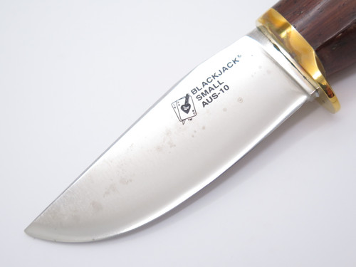 Vtg Blackjack Small Knifeware Seki Japan Wood & AUS-10 Fixed Blade Hunting Knife