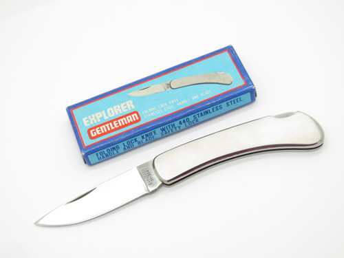 Vtg Explorer Seizo Imai Seki Japan 4" Stainless Folding Lockback Pocket Knife