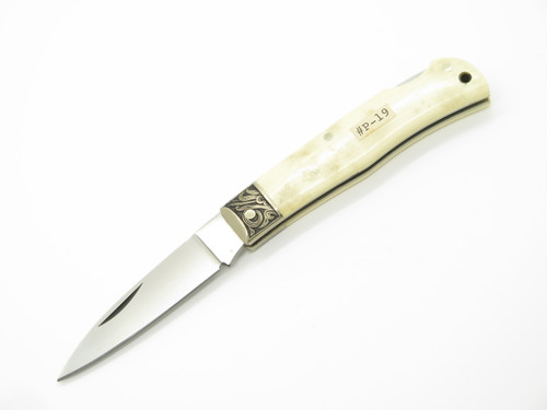 Vtg Athro Seki Japan Jess Horn Design Rostfrei Bne Folding Lockback Pocket Knife