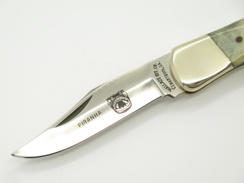 Vtg Wallace Cut Co Imai Seki Japan Piranha Stag Folding Lockback Pocket Knife