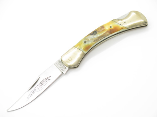 Vtg 1982-85 Parker & Son K416 Seki Japan 3.5" Stag Folding Lockback Pocket Knife