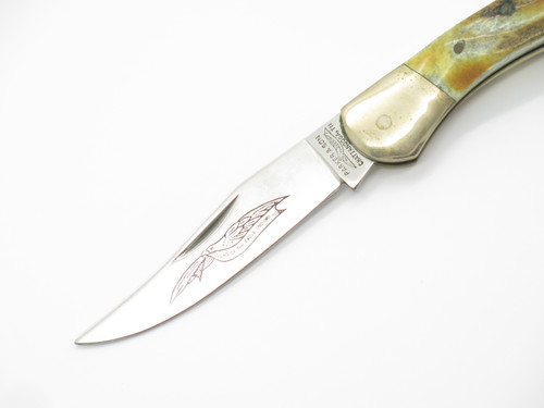 Vtg 1982-85 Parker & Son K416 Seki Japan 3.5" Stag Folding Lockback Pocket Knife