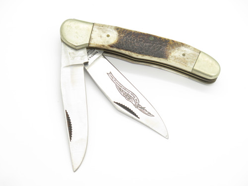 Vtg 1982-85 Parker & Son M-1515 Seki Japan Stag Copperhead Folding Pocket Knife