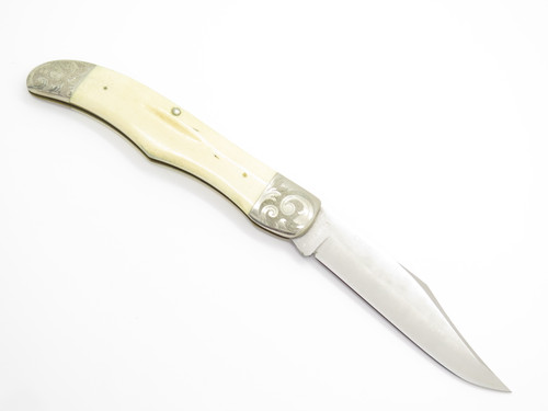Vtg 1977 Case Moby Dick Limited #1123 Whale Scrimshaw Bone Folding Hunter Knife