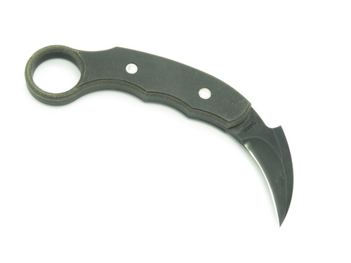 Vintage c. 2000 Tarani Karambit Defense Micarta Handle Small Black Fixed Knife