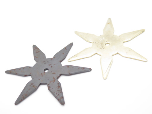 Lot of 2 Vintage 1980 Valor Shuriken Ninja Seki Japan Tak Fukuta Stainless Steel 6 Point Throwing Star