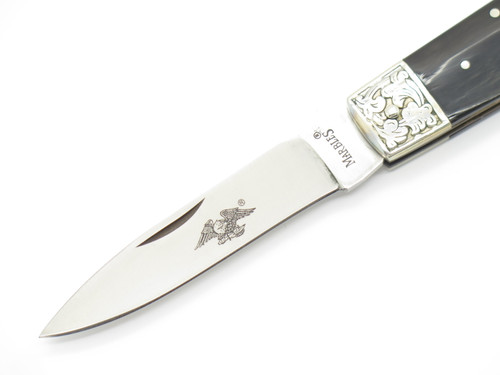 Vtg Marbles Tak Fukuta Seki Japan Buffalo Scrolled Folding Lockback Pocket Knife