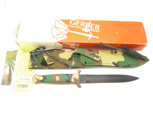 Vtg 1980s Gerber Guardian II Camouflage Fixed Blade Dagger Knife