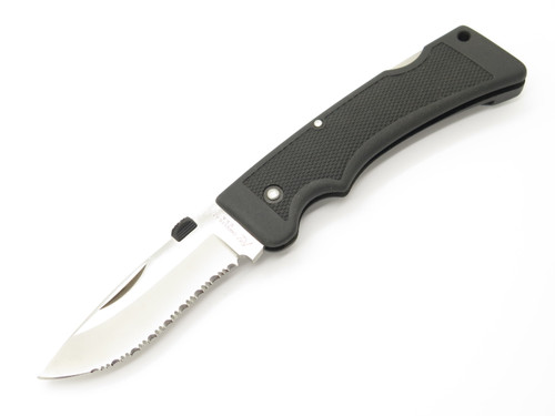 Katz Seki Japan Black 5.25" Handle XT70 Serrated Folding Hunter Knife