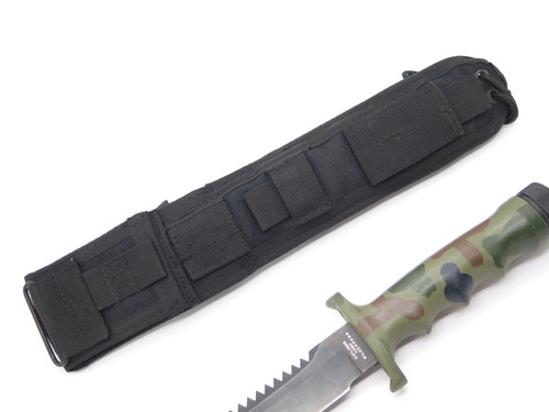 Vtg 1980s Explorer Camo Wilderness Fixed 6" Blade Attack Survival Camp Knife