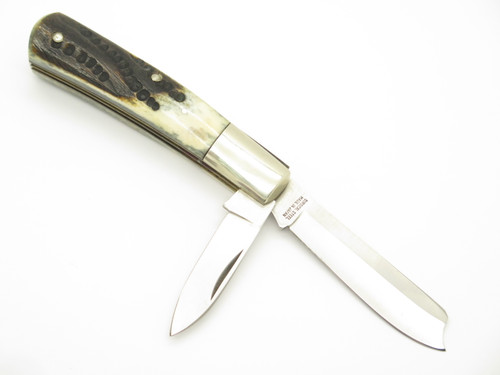 Vtg Parker Cut Co Eagle Seki Japan 2 Blade Stag Trapper Folding Pocket Knife
