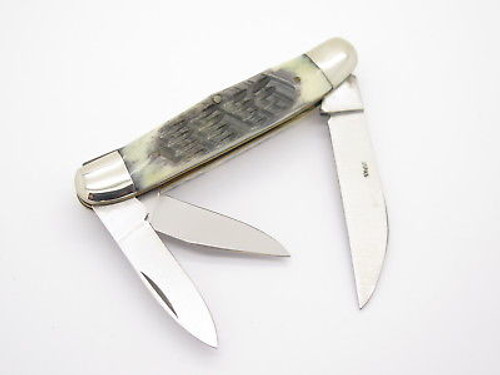 Vtg Parker Seki Japan Bone 3 Blade Humpback Whittler Folding Pocket Knife