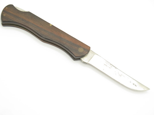 Vtg Explorer Ronze Seki Japan Wood Folding Hunter Lockback Knife Parker Sheath