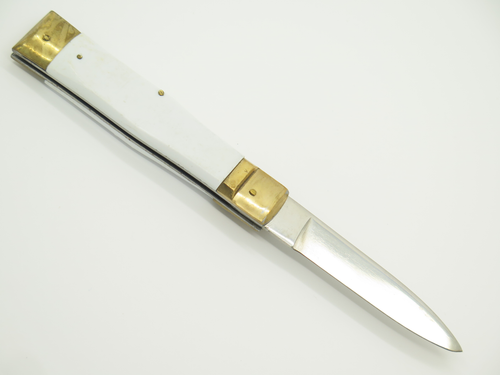 Vintage 1950s MESA Rostfrei Springer Yasuo Imai Seki Japan Automatic White 4.25" Folding Knife