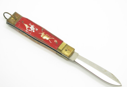 Vintage 1950s Yasuo Imai Seki Japan Red Matador 4.25" Automatic Folding Knife